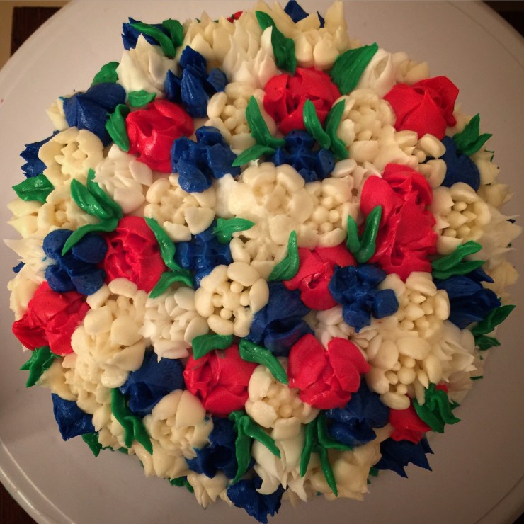 Fourth of July Buttercream Cake view from above