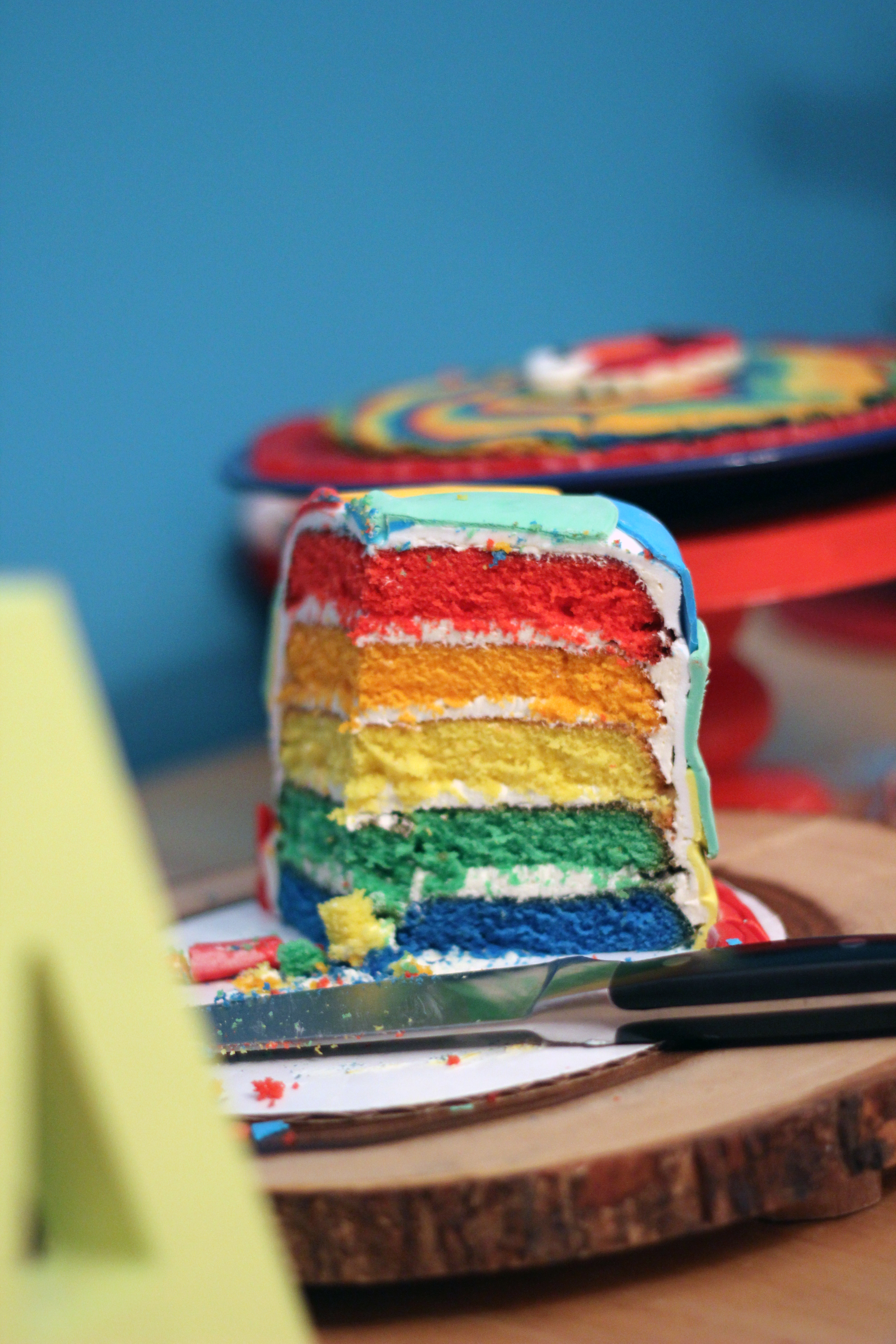 Rainbow pound cake with Italian buttercream frosting